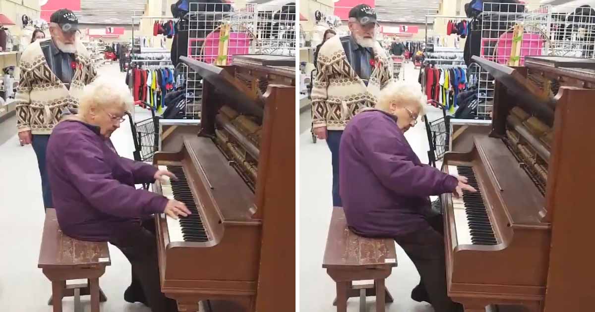 Elderly Woman Shows Off Incredible Piano Skills At Thrift Shop | FaithPot